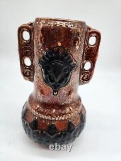 'Vase en poterie à double anse Ditmar Urbach Alienware Art Deco Tchécoslovaquie 8'