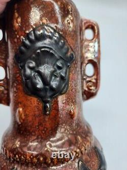 'Vase en poterie à double anse Ditmar Urbach Alienware Art Deco Tchécoslovaquie 8'