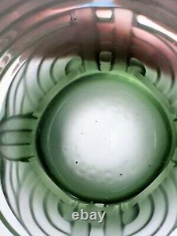 Vase en verre cristal vert mousse 'MARCELLE' de style ART DECO de Val Saint Lambert