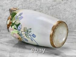 Vase urne en porcelaine japonaise vintage avec motif floral Art Deco et poignée Moriage