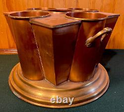 Vintage Art Deco Laiton Massif 4 Bouteilles De Vin Coussin Cooler Ice Bucket