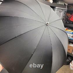 Vintage Art Deco Style Shedrain Black Avec Rhinestone Handle Umbrella Parasol++