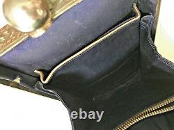 Vintage Black Peading Bag Art Deco Handle Silver Tone Trim