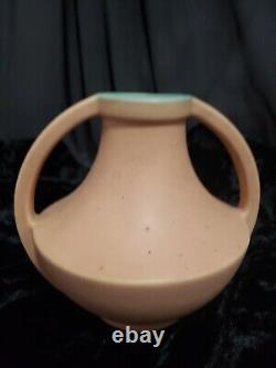 Vintage Coors Pottery Art Deco Handled Vase 1930s Matte Golden Couleur Vert Intérieur