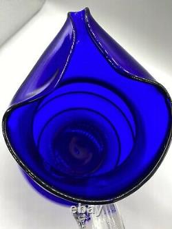 Vintage Louie Glass Art Déco Harpo Cobalt Bleu Harpo Pitcher