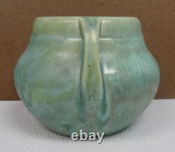 Vintage Pottery Fulper Signé 2 Poignées D'art De Concombre Déco Vert 5 Vase