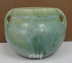 Vintage Pottery Fulper Signé 2 Poignées D'art De Concombre Déco Vert 5 Vase