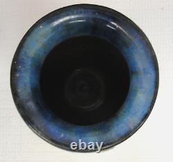 Vintage Pottery Fulper Signé 3 Poignées Art Déco Bleu Glaze 6.50 Vase À Balles