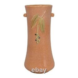 Weller Cornish 1933 Vintage Art Deco Potterie Marron Poigné Vase En Céramique Tall