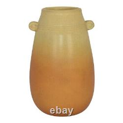 Weller Cornish 1933 Vintage Art Deco Pottery Bulbous Bruns Manipulé Vase En Céramique