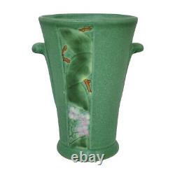 Weller Velva 1928-33 Vase En Céramique À Poignée Verte Art Déco
