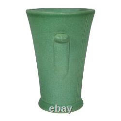 Weller Velva 1928-33 Vase En Céramique À Poignée Verte Art Déco